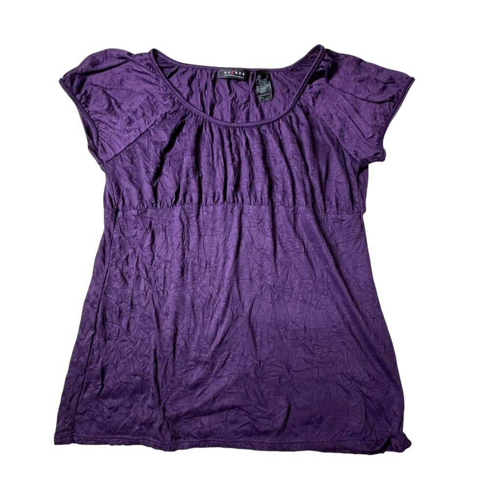 Axcess Womens Sheer Geometric Babydoll Top Size L Purple Witchy Y2K Fairy Grunge